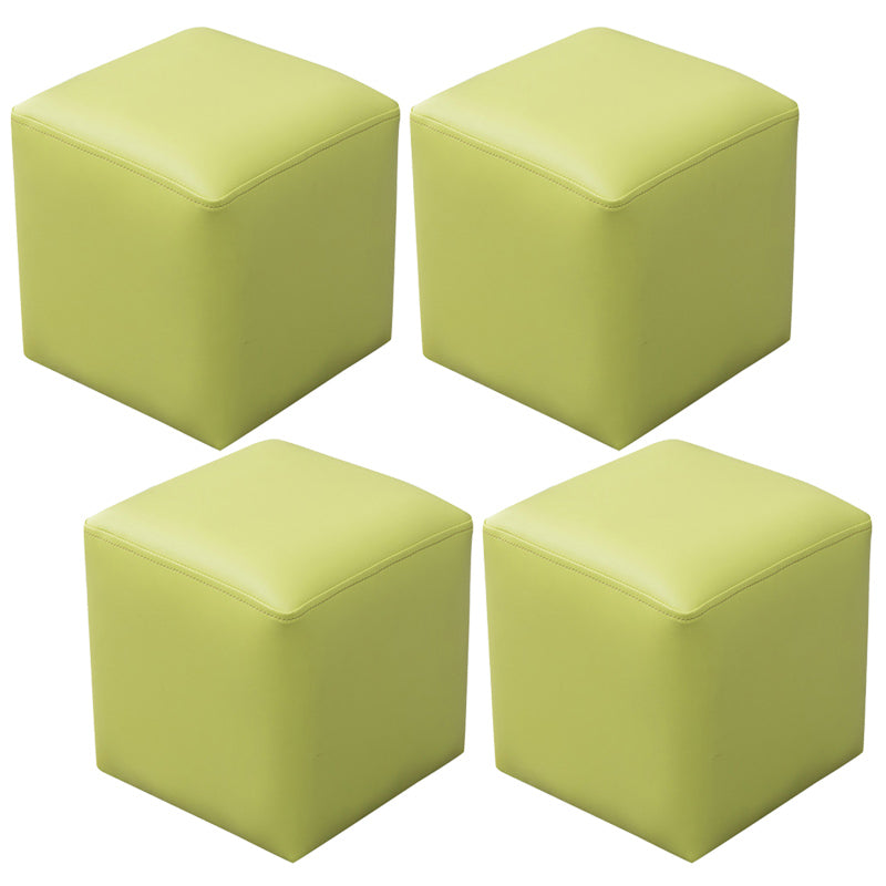 Contemporary Pouf Ottoman Faux Leather Upholstered Solid Color Ottoman Light Green Square 4 Piece Set Clearhalo 'furn' 'furn_ottomans_poufs' 'Furniture' 'Living Room Furniture' 'Ottomans & Poufs' 'ottomans_poufs' 6007067