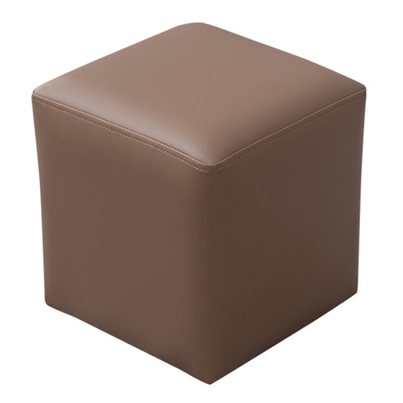 Contemporary Pouf Ottoman Faux Leather Upholstered Solid Color Ottoman Khaki Square 1 Piece Clearhalo 'furn' 'furn_ottomans_poufs' 'Furniture' 'Living Room Furniture' 'Ottomans & Poufs' 'ottomans_poufs' 6007068