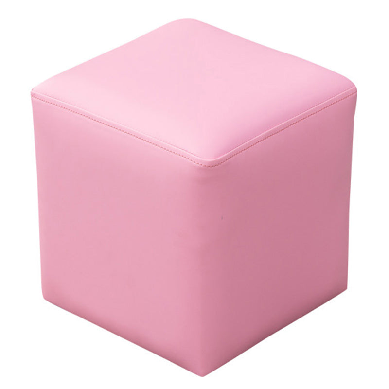 Contemporary Pouf Ottoman Faux Leather Upholstered Solid Color Ottoman Pinkish Red Square 1 Piece Clearhalo 'furn' 'furn_ottomans_poufs' 'Furniture' 'Living Room Furniture' 'Ottomans & Poufs' 'ottomans_poufs' 6007071