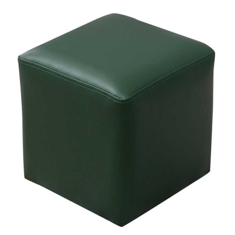 Contemporary Pouf Ottoman Faux Leather Upholstered Solid Color Ottoman Blackish Green Square 1 Piece Clearhalo 'furn' 'furn_ottomans_poufs' 'Furniture' 'Living Room Furniture' 'Ottomans & Poufs' 'ottomans_poufs' 6007074