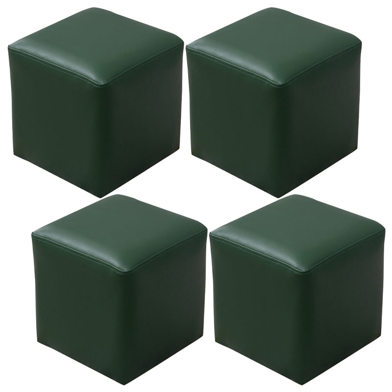 Contemporary Pouf Ottoman Faux Leather Upholstered Solid Color Ottoman Blackish Green Square 4 Piece Set Clearhalo 'furn' 'furn_ottomans_poufs' 'Furniture' 'Living Room Furniture' 'Ottomans & Poufs' 'ottomans_poufs' 6007076