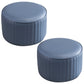 Contemporary Pouf Ottoman Genuine Leather Upholstered Solid Color Cylinder Shape Ottoman 14"L x 14"W x 10"H Blue 2 Piece Set Clearhalo 'furn' 'furn_ottomans_poufs' 'Furniture' 'Living Room Furniture' 'Ottomans & Poufs' 'ottomans_poufs' 6007082