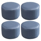 Contemporary Pouf Ottoman Genuine Leather Upholstered Solid Color Cylinder Shape Ottoman 14"L x 14"W x 10"H Blue 4 Piece Set Clearhalo 'furn' 'furn_ottomans_poufs' 'Furniture' 'Living Room Furniture' 'Ottomans & Poufs' 'ottomans_poufs' 6007083