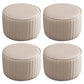 Contemporary Pouf Ottoman Genuine Leather Upholstered Solid Color Cylinder Shape Ottoman 14"L x 14"W x 10"H Light Gray 4 Piece Set Clearhalo 'furn' 'furn_ottomans_poufs' 'Furniture' 'Living Room Furniture' 'Ottomans & Poufs' 'ottomans_poufs' 6007101