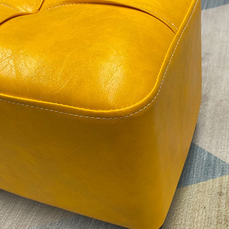 Contemporary Pouf Rectangle Plain Faux Leather Tufted Water Resistant Pouf Ottoman Clearhalo 'furn' 'furn_ottomans_poufs' 'Furniture' 'Living Room Furniture' 'Ottomans & Poufs' 'ottomans_poufs' 6007126
