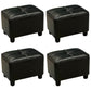 Contemporary Pouf Rectangle Plain Faux Leather Tufted Water Resistant Pouf Ottoman 14.2"L x 9.8"W x 10.2"H Black 4 Piece Set Clearhalo 'furn' 'furn_ottomans_poufs' 'Furniture' 'Living Room Furniture' 'Ottomans & Poufs' 'ottomans_poufs' 6007127