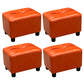 Contemporary Pouf Rectangle Plain Faux Leather Tufted Water Resistant Pouf Ottoman 14.2"L x 9.8"W x 10.2"H Orange 4 Piece Set Clearhalo 'furn' 'furn_ottomans_poufs' 'Furniture' 'Living Room Furniture' 'Ottomans & Poufs' 'ottomans_poufs' 6007148