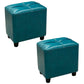 Contemporary Pouf Rectangle Plain Faux Leather Tufted Water Resistant Pouf Ottoman 14.2"L x 9.8"W x 13.8"H Blue 2 Piece Set Clearhalo 'furn' 'furn_ottomans_poufs' 'Furniture' 'Living Room Furniture' 'Ottomans & Poufs' 'ottomans_poufs' 6007159