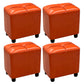 Contemporary Pouf Rectangle Plain Faux Leather Tufted Water Resistant Pouf Ottoman 14.2"L x 9.8"W x 13.8"H Orange 4 Piece Set Clearhalo 'furn' 'furn_ottomans_poufs' 'Furniture' 'Living Room Furniture' 'Ottomans & Poufs' 'ottomans_poufs' 6007169