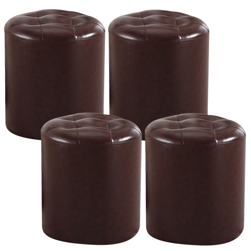 Wine Red Modern Pouf Water Resistant Round Pouf for Drawing Room Coffee Round 4 Piece Set Clearhalo 'furn' 'furn_ottomans_poufs' 'Furniture' 'Living Room Furniture' 'Ottomans & Poufs' 'ottomans_poufs' 6007196