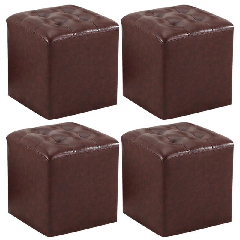 Wine Red Modern Pouf Water Resistant Round Pouf for Drawing Room Coffee Square 4 Piece Set Clearhalo 'furn' 'furn_ottomans_poufs' 'Furniture' 'Living Room Furniture' 'Ottomans & Poufs' 'ottomans_poufs' 6007211