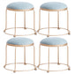 Modern Standard Round Whole Colored Velvet Metal Frame Fade Resistant Ottoman 11.8"L x 13.8"W x 11.8"H Light Blue 4 Piece Set Clearhalo 'furn' 'furn_ottomans_poufs' 'Furniture' 'Living Room Furniture' 'Ottomans & Poufs' 'ottomans_poufs' 6007221