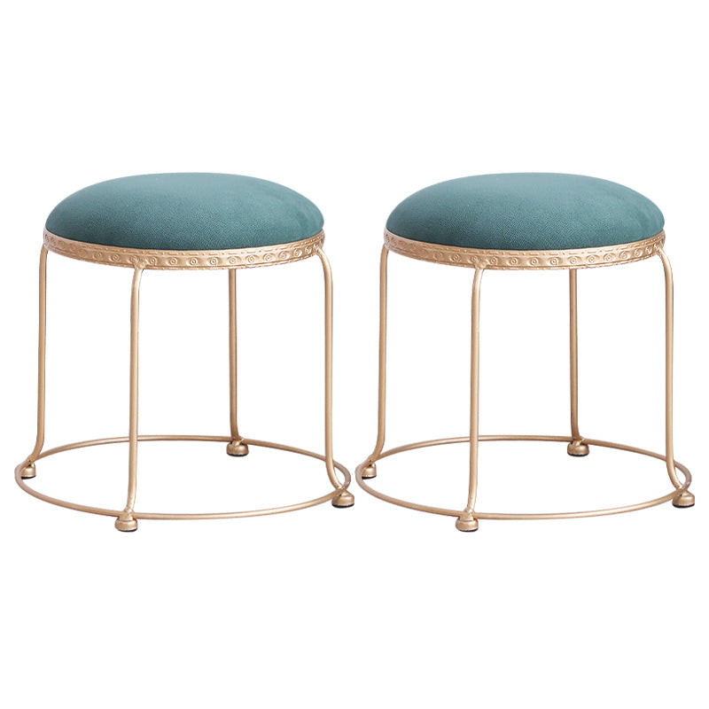 Modern Standard Round Whole Colored Velvet Metal Frame Fade Resistant Ottoman 11.8"L x 13.8"W x 11.8"H Green 2 Piece Set Clearhalo 'furn' 'furn_ottomans_poufs' 'Furniture' 'Living Room Furniture' 'Ottomans & Poufs' 'ottomans_poufs' 6007222