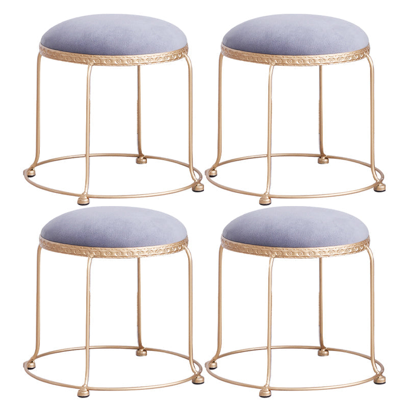 Modern Standard Round Whole Colored Velvet Metal Frame Fade Resistant Ottoman 11.8"L x 13.8"W x 11.8"H Light Purple 4 Piece Set Clearhalo 'furn' 'furn_ottomans_poufs' 'Furniture' 'Living Room Furniture' 'Ottomans & Poufs' 'ottomans_poufs' 6007229