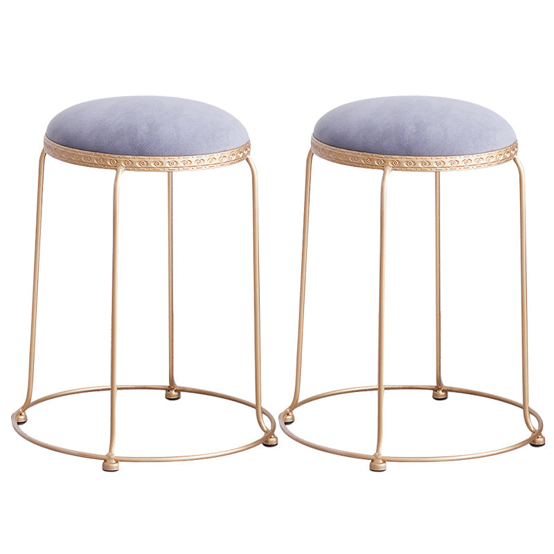 Modern Standard Round Whole Colored Velvet Metal Frame Fade Resistant Ottoman 11.8"L x 14.8"W x 18.1"H Light Purple 2 Piece Set Clearhalo 'furn' 'furn_ottomans_poufs' 'Furniture' 'Living Room Furniture' 'Ottomans & Poufs' 'ottomans_poufs' 6007245