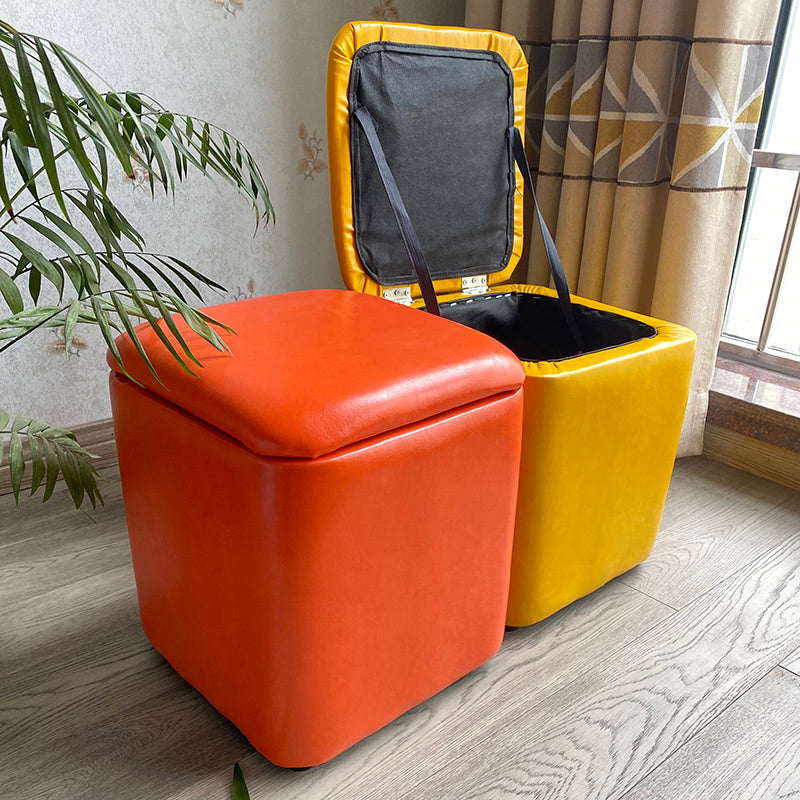 Ottomano solido moderno moderno resistente al pouf in pelle finta con deposito