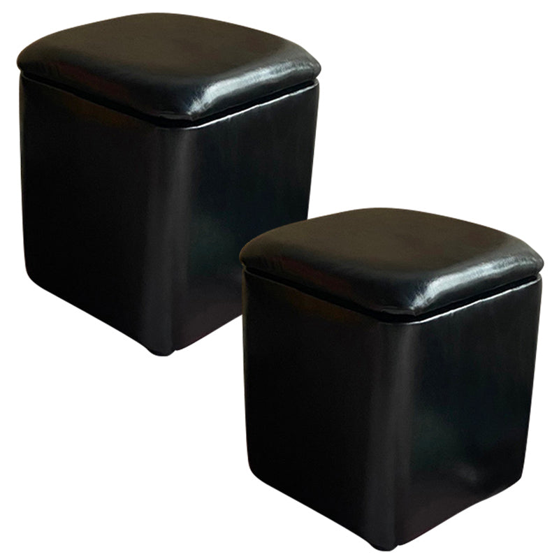 Solid Ottoman Modern Stain Resistant Faux Leather Ottoman with Storage