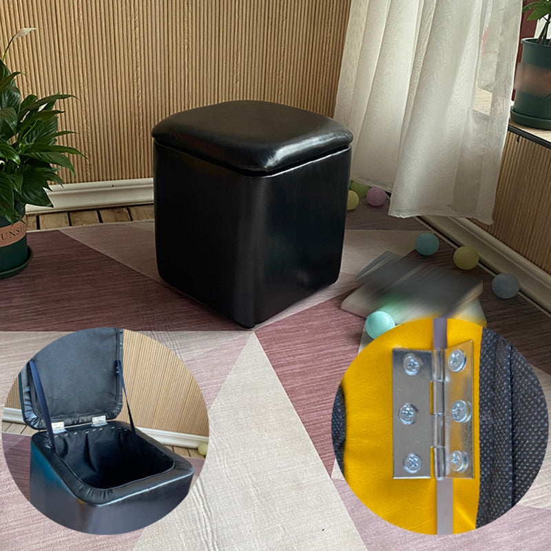 Ottomano solido moderno moderno resistente al pouf in pelle finta con deposito