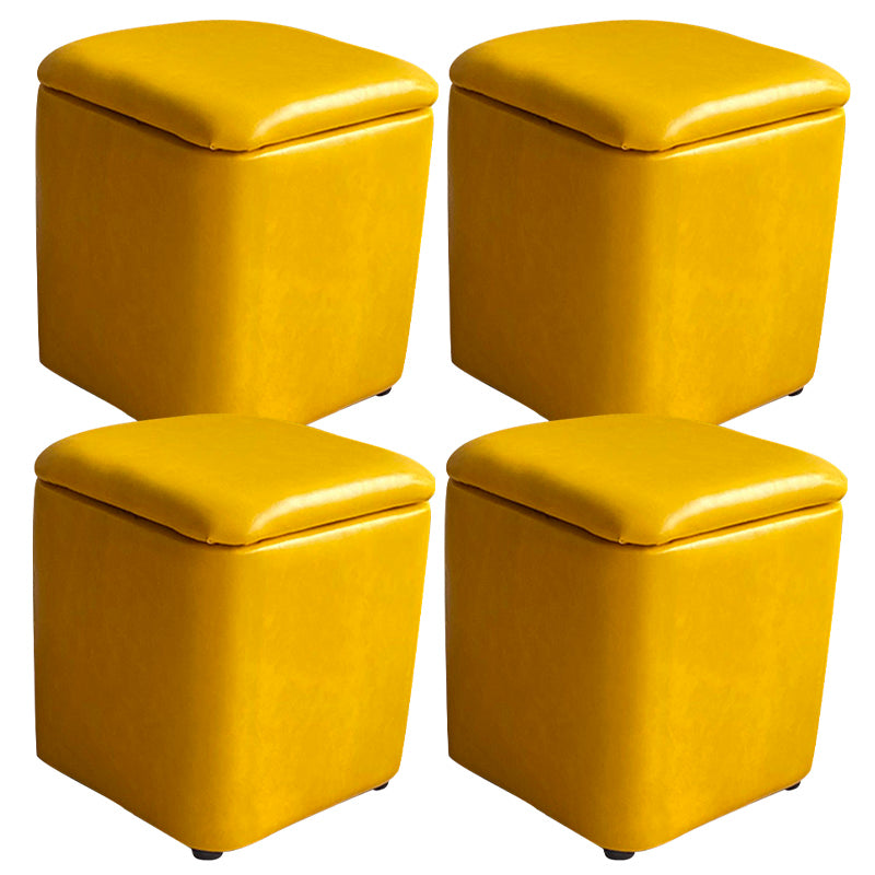 Ottomano solido moderno moderno resistente al pouf in pelle finta con deposito