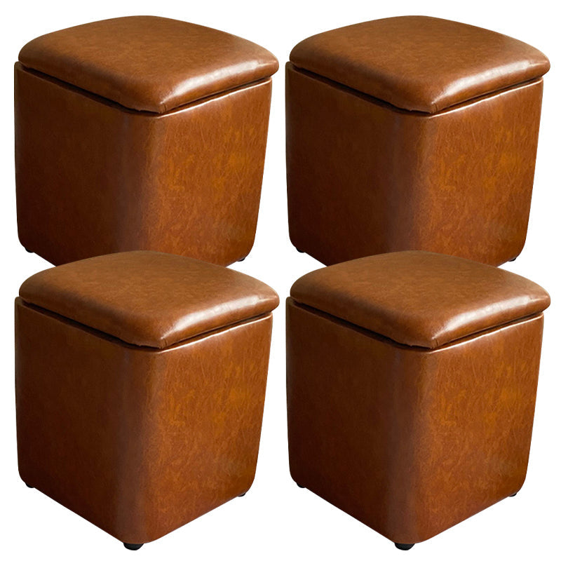 Solid Ottoman Modern Stain Resistant Faux Leather Ottoman with Storage