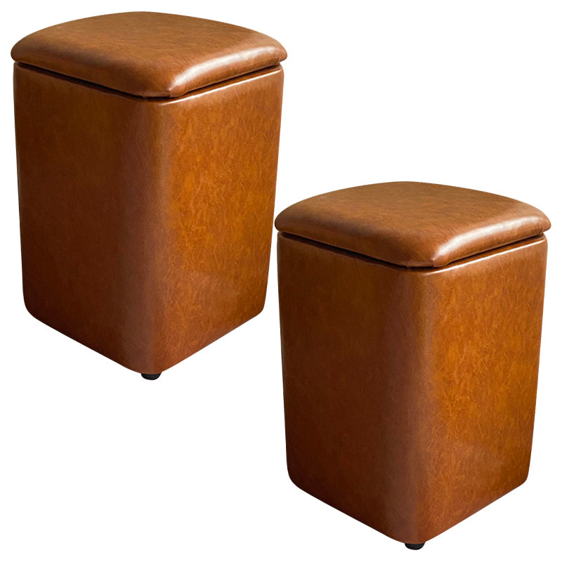 Ottomano solido moderno moderno resistente al pouf in pelle finta con deposito