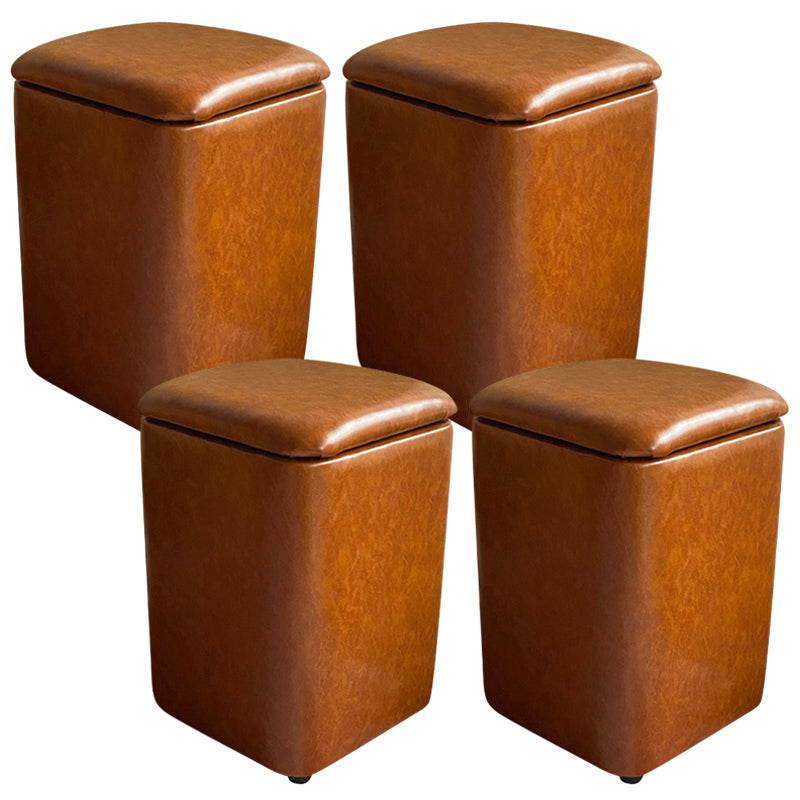 Ottomano solido moderno moderno resistente al pouf in pelle finta con deposito