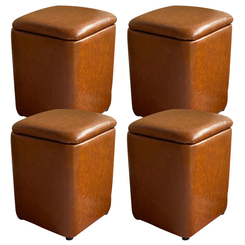 Solid Ottoman Modern Stain Resistant Faux Leather Ottoman with Storage