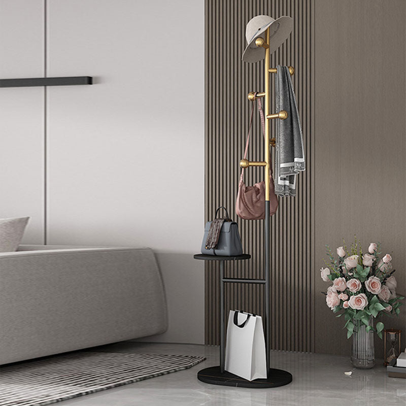 Contemporary Hall Tree Free Metal Coat Hooks Coat Rack with Storage Shelving Clearhalo 'Entry & Mudroom Furniture' 'furn' 'furn_hall_tree_coat_racks' 'Furniture' 'Hall Trees & Coat Racks' 'hall_tree_coat_racks' 6007704