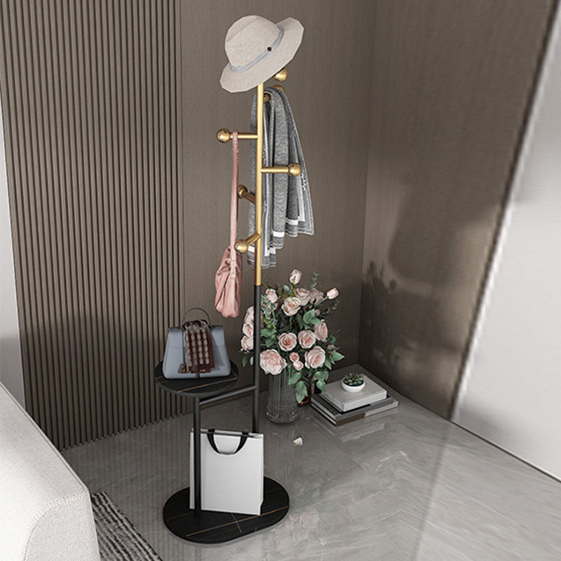 Contemporary Hall Tree Free Metal Coat Hooks Coat Rack with Storage Shelving Clearhalo 'Entry & Mudroom Furniture' 'furn' 'furn_hall_tree_coat_racks' 'Furniture' 'Hall Trees & Coat Racks' 'hall_tree_coat_racks' 6007705