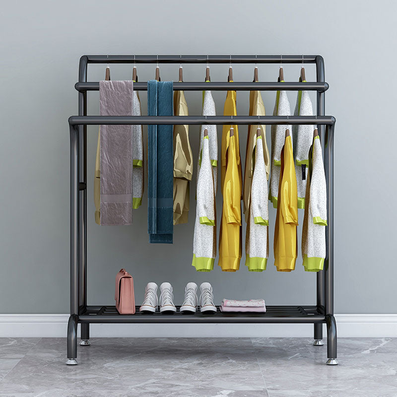 Colgador de capa de metal moderno 3 rieles colgantes y soporte de pasillo de estante inferior