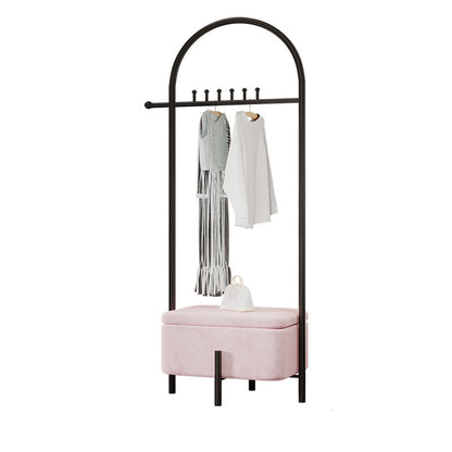Modern Coat Hanger Rack Free Standing Coat Hooks Coat Rack with Storage 24"L x 15.7"W x 70.9"H Pink Black