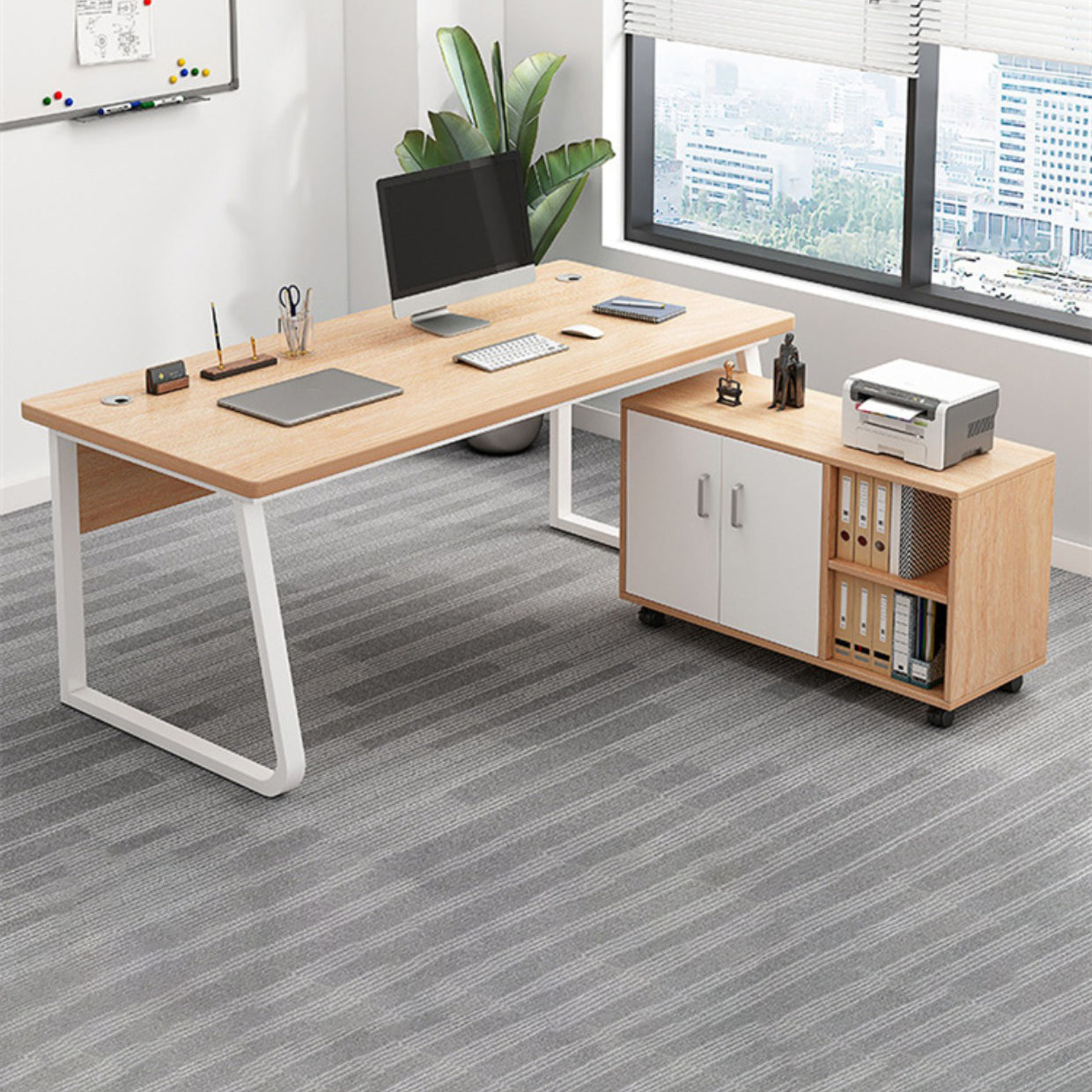 Gestión industrial de cables Descrito ejecutivo de Lape Ejecutivo Desk Natural Office con patas de metal