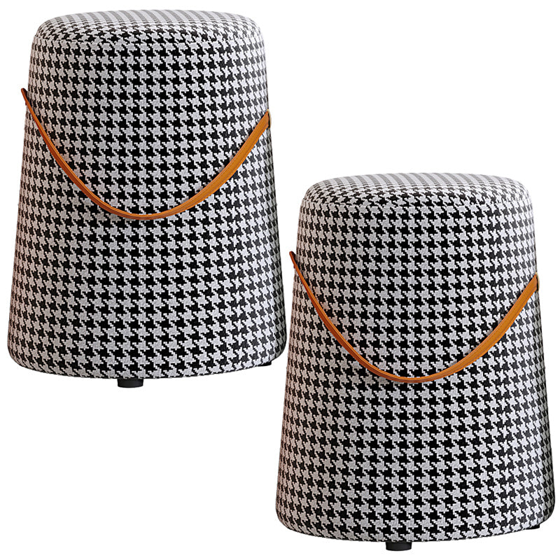 Upholstered Modern Pouf Ottoman Fabric Whole Colored Portable Round Ottoman Black 2 Piece Set Clearhalo 'furn' 'furn_ottomans_poufs' 'Furniture' 'Living Room Furniture' 'Ottomans & Poufs' 'ottomans_poufs' 6008091