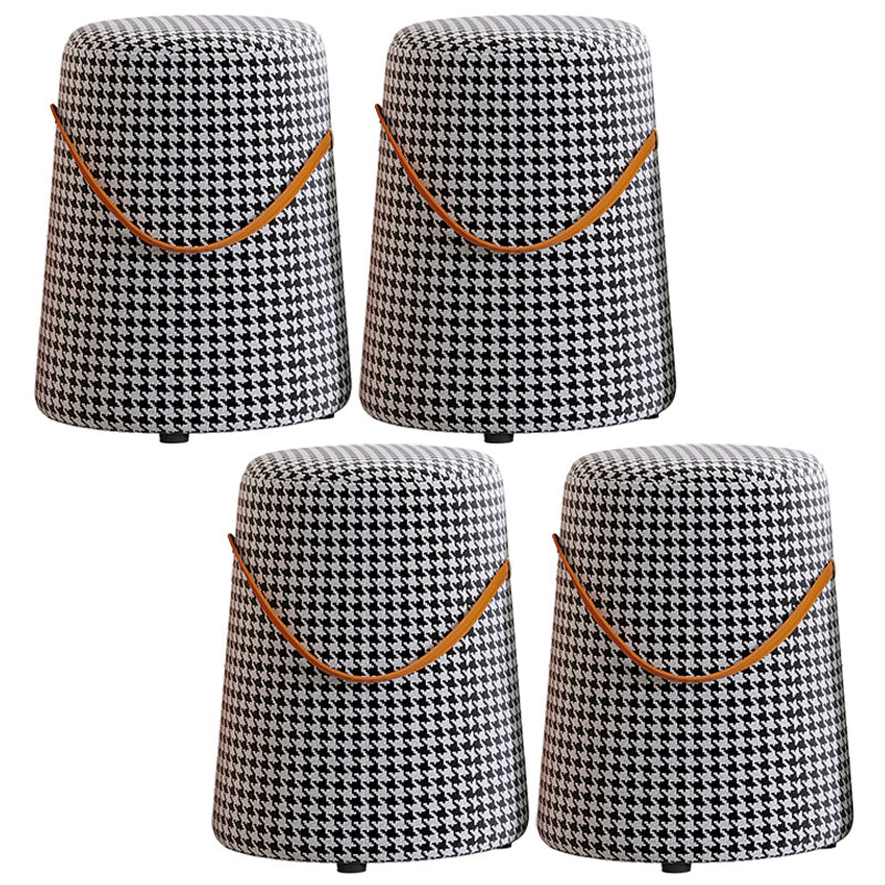 Upholstered Modern Pouf Ottoman Fabric Whole Colored Portable Round Ottoman Black 4 Piece Set Clearhalo 'furn' 'furn_ottomans_poufs' 'Furniture' 'Living Room Furniture' 'Ottomans & Poufs' 'ottomans_poufs' 6008094