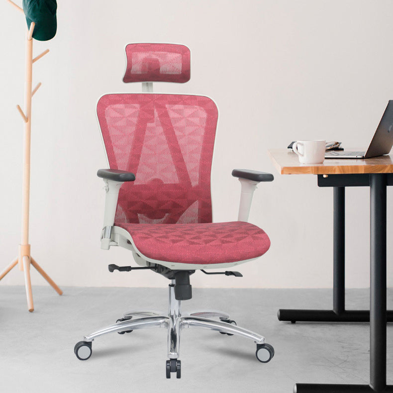 Contemporary Arm Chair Adjustable Arms Tilt Mechanism Pillow Included Office Chair Pink 1 Piece Clearhalo 'furn' 'furn_office_chair' 'Furniture' 'Office Chairs' 'Office Furniture' 'office_chair' 6008189