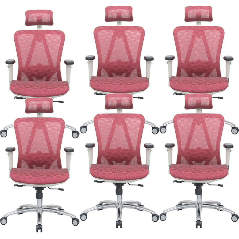 Contemporary Arm Chair Adjustable Arms Tilt Mechanism Pillow Included Office Chair Pink 6 Piece Set Clearhalo 'furn' 'furn_office_chair' 'Furniture' 'Office Chairs' 'Office Furniture' 'office_chair' 6008194