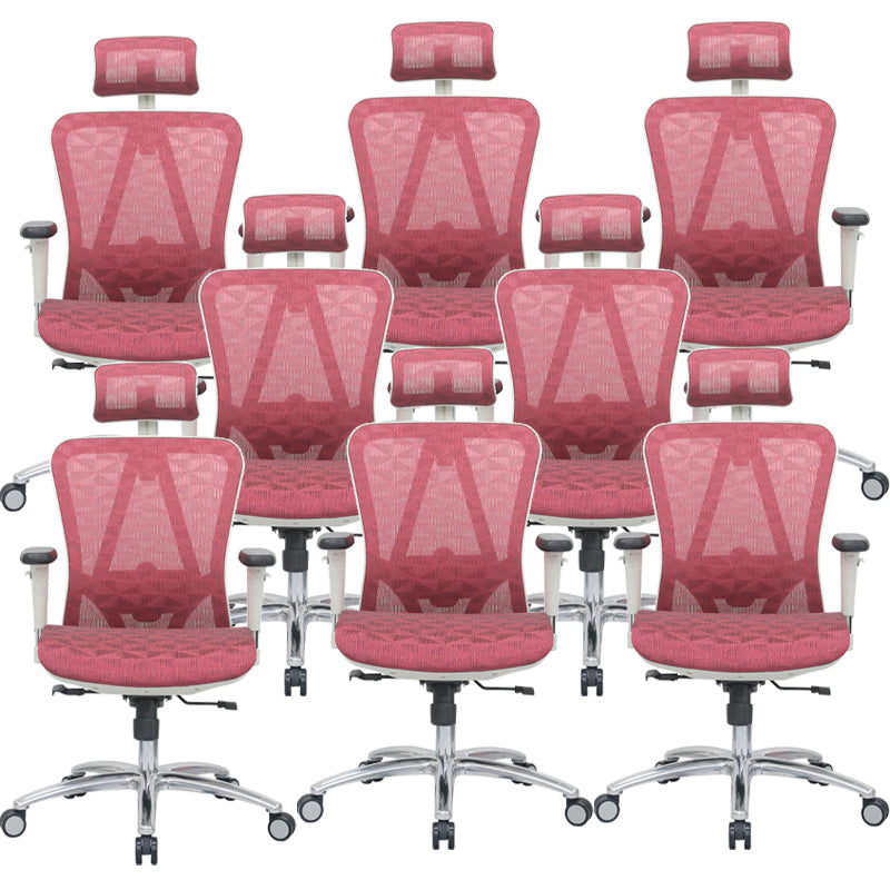 Contemporary Arm Chair Adjustable Arms Tilt Mechanism Pillow Included Office Chair Pink 8 Piece Set Clearhalo 'furn' 'furn_office_chair' 'Furniture' 'Office Chairs' 'Office Furniture' 'office_chair' 6008197