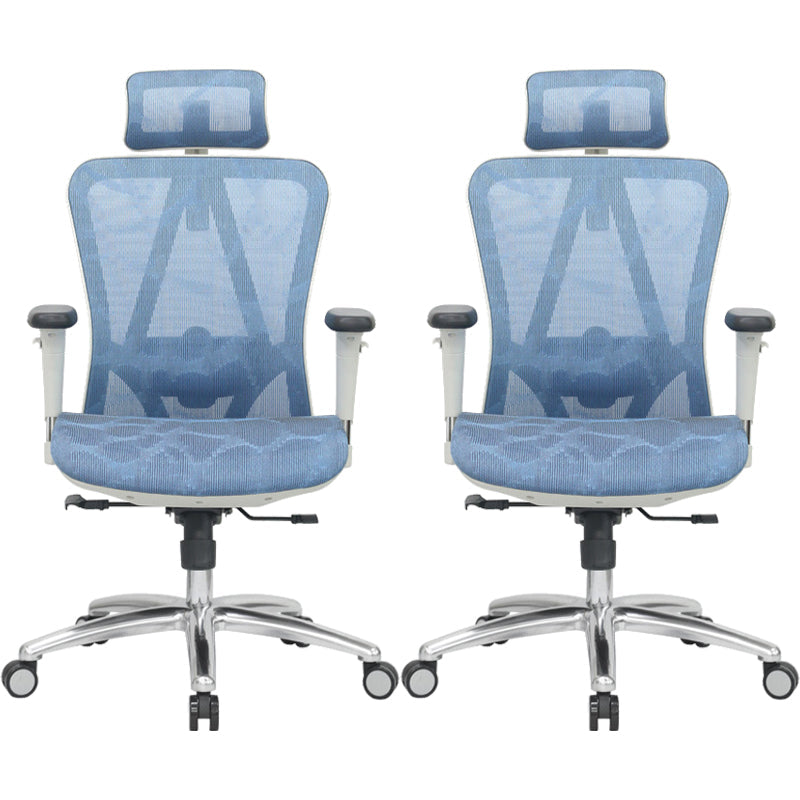 Contemporary Arm Chair Adjustable Arms Tilt Mechanism Pillow Included Office Chair Light Blue 2 Piece Set Clearhalo 'furn' 'furn_office_chair' 'Furniture' 'Office Chairs' 'Office Furniture' 'office_chair' 6008200