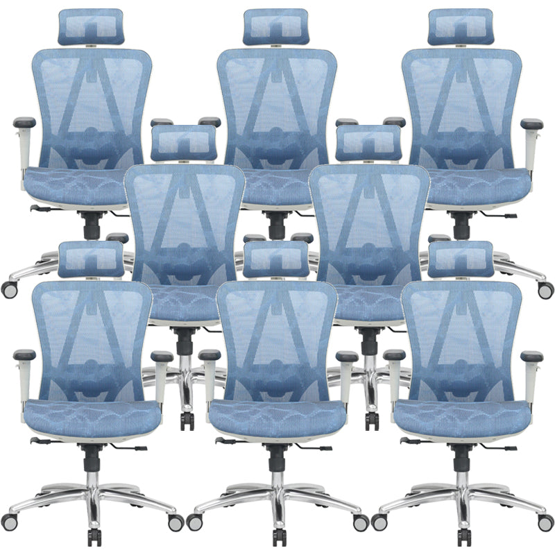 Contemporary Arm Chair Adjustable Arms Tilt Mechanism Pillow Included Office Chair Light Blue 8 Piece Set Clearhalo 'furn' 'furn_office_chair' 'Furniture' 'Office Chairs' 'Office Furniture' 'office_chair' 6008206
