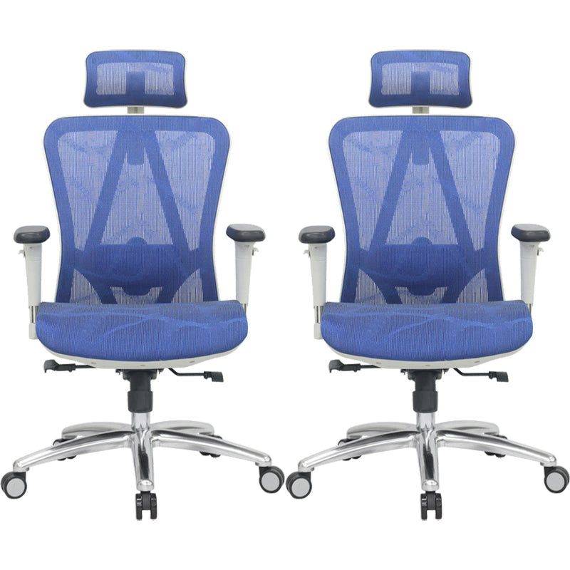 Contemporary Arm Chair Adjustable Arms Tilt Mechanism Pillow Included Office Chair Dark Blue 2 Piece Set Clearhalo 'furn' 'furn_office_chair' 'Furniture' 'Office Chairs' 'Office Furniture' 'office_chair' 6008208