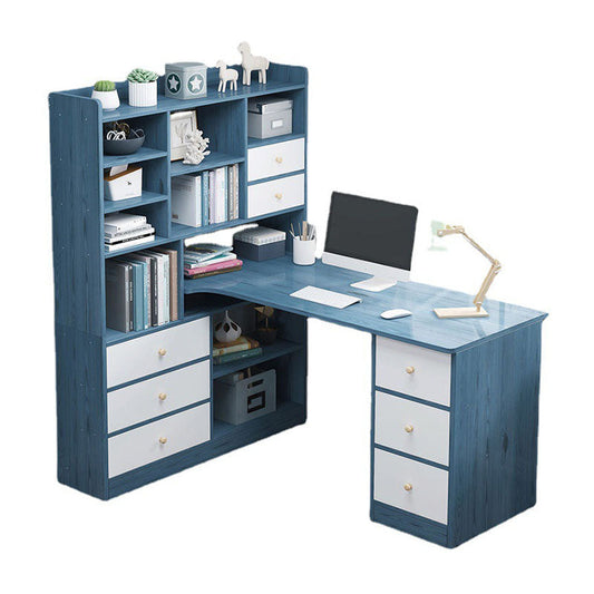 Escritorio de escritorio de credenza de madera contemporánea de escritorio rectangular con estantería