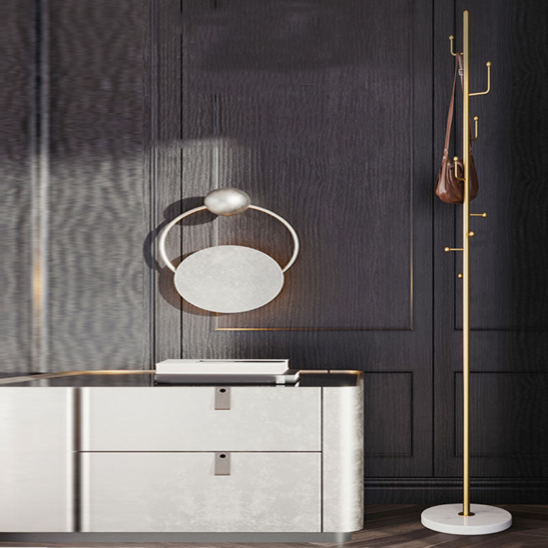 Modern Hall Tree Free Standing Metal Coat Rack With Coat Hooks Gold-White Clearhalo 'Entry & Mudroom Furniture' 'furn' 'furn_hall_tree_coat_racks' 'Furniture' 'Hall Trees & Coat Racks' 'hall_tree_coat_racks' 6008313