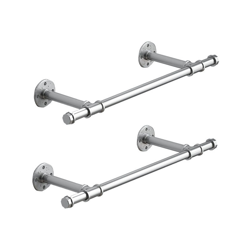 Industrial Coat Rack Irregular Shape Wall-Mounted Hanging Rail Entryway Kit Silver Standard 2 Piece Set Clearhalo 'Entry & Mudroom Furniture' 'furn' 'furn_hall_tree_coat_racks' 'Furniture' 'Hall Trees & Coat Racks' 'hall_tree_coat_racks' 6008381