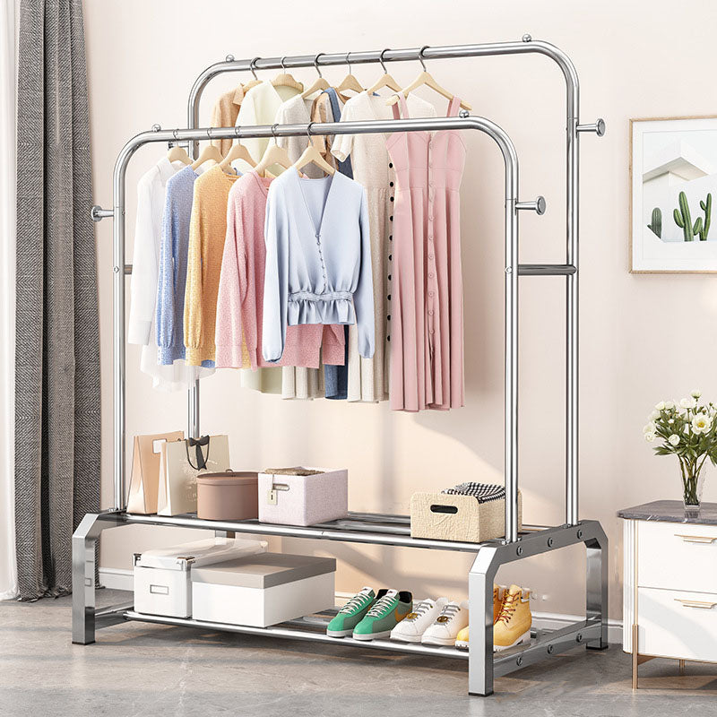 Industrielle Edelstahlhalle Hang Hängende Schienen untere Regal und 2 Haken Kleiderbügel