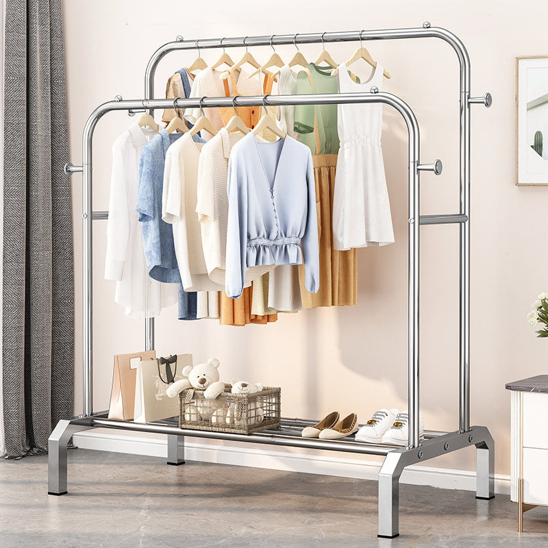 Industrielle Edelstahlhalle Hang Hängende Schienen untere Regal und 2 Haken Kleiderbügel