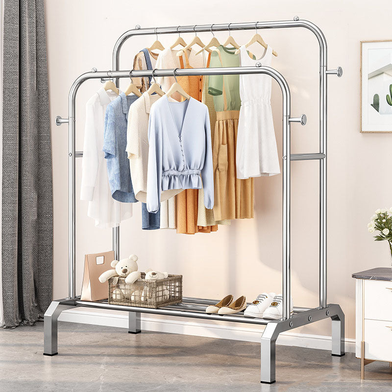 Industrielle Edelstahlhalle Hang Hängende Schienen untere Regal und 2 Haken Kleiderbügel