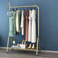 Modern Metal Hall Stand Hanging Rail Lower Shelf and Hooks Entry Hall Tree 39"L x 14"W x 64"H Gold Single Branch Clearhalo 'Entry & Mudroom Furniture' 'furn' 'furn_hall_tree_coat_racks' 'Furniture' 'Hall Trees & Coat Racks' 'hall_tree_coat_racks' 6008605