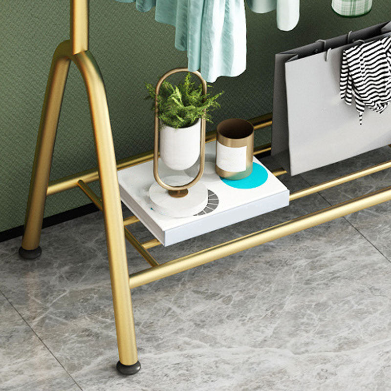 Modern Metal Hall Stand Hanging Rail Lower Shelf and Hooks Entry Hall Tree Clearhalo 'Entry & Mudroom Furniture' 'furn' 'furn_hall_tree_coat_racks' 'Furniture' 'Hall Trees & Coat Racks' 'hall_tree_coat_racks' 6008617