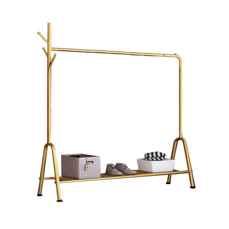 Modern Metal Hall Stand Hanging Rail Lower Shelf and Hooks Entry Hall Tree Clearhalo 'Entry & Mudroom Furniture' 'furn' 'furn_hall_tree_coat_racks' 'Furniture' 'Hall Trees & Coat Racks' 'hall_tree_coat_racks' 6008619