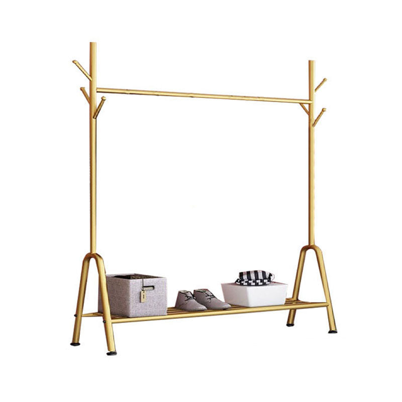 Modern Metal Hall Stand Hanging Rail Lower Shelf and Hooks Entry Hall Tree Clearhalo 'Entry & Mudroom Furniture' 'furn' 'furn_hall_tree_coat_racks' 'Furniture' 'Hall Trees & Coat Racks' 'hall_tree_coat_racks' 6008620